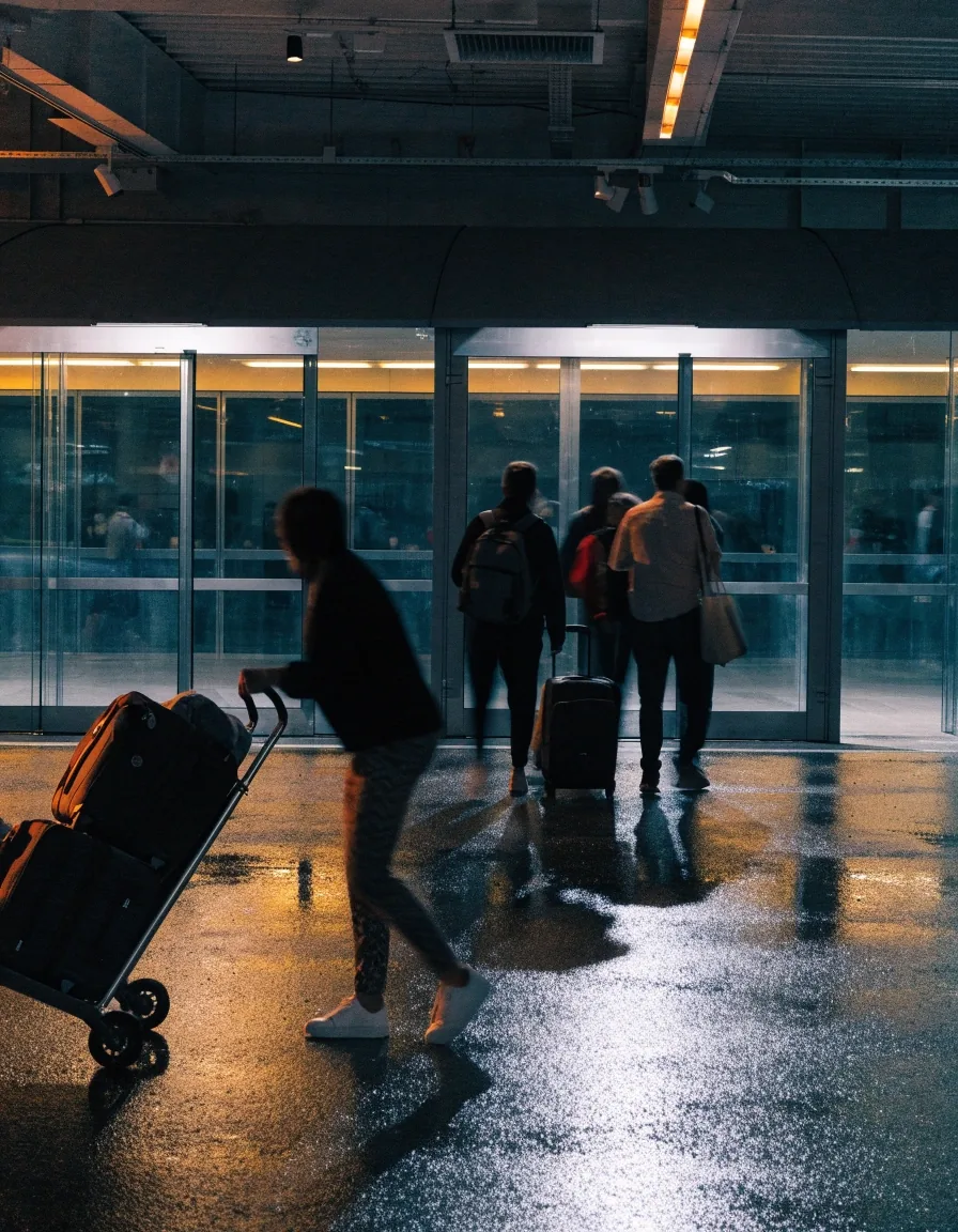 International arrivals meeting point at Terminal 2 at night
