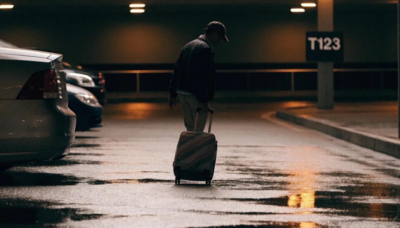 Inside the T123 Terminal Car Park ramp at night